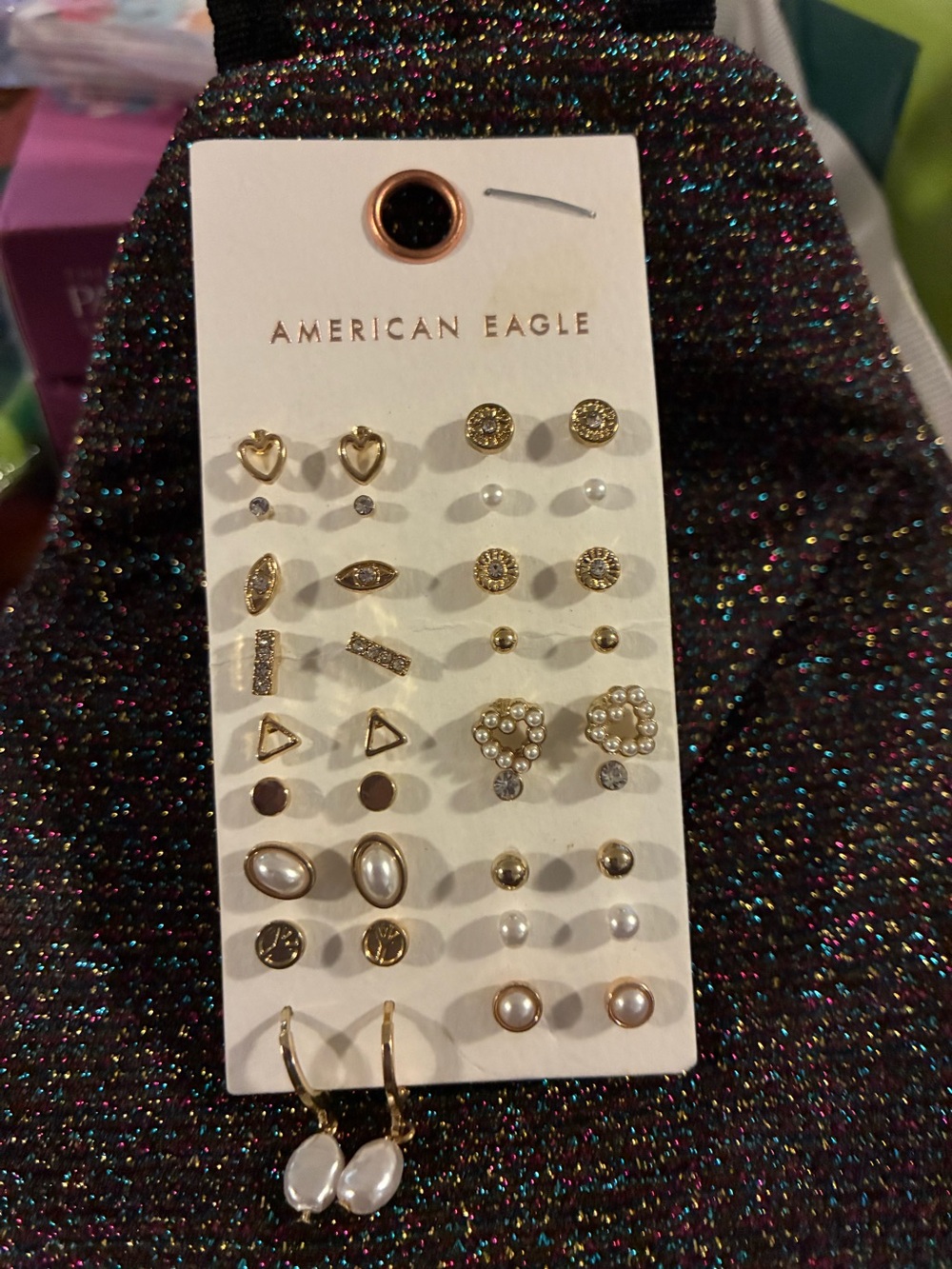 American Eagle Outfitters Gold and Pearl Mixed Earring Set
